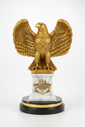 Gold American Eagle 250th Anniversary Sculpture with engraved flag and marble pedestal
