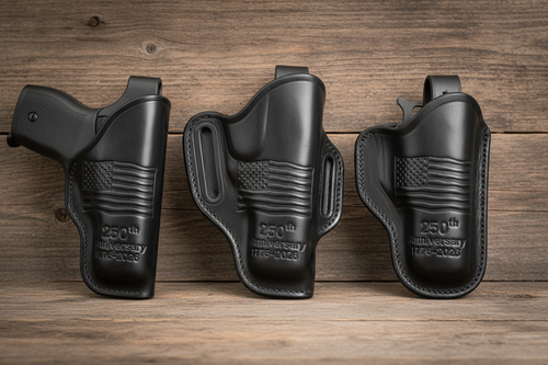 Classic American 250th Anniversary Gun Holsters in black leather