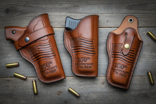 Classic American 250th Anniversary Gun Holsters in brown leather