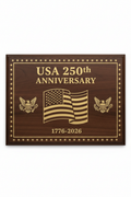 USA 250th Anniversary Commemorative Wall Plaque in dark walnut with gold-engraved American flag and eagle emblem