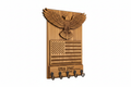 Rustic Wood American Eagle 250th Anniversary Car Key Holder with 5 iron hooks and engraved American flag