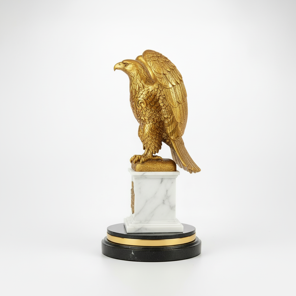 Gold American Eagle 250th Anniversary Sculpture - side angle