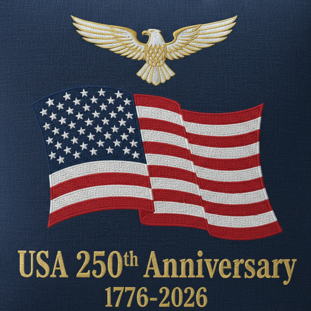 USA 250th Anniversary Patriotic Throw Pillow - close-up detail