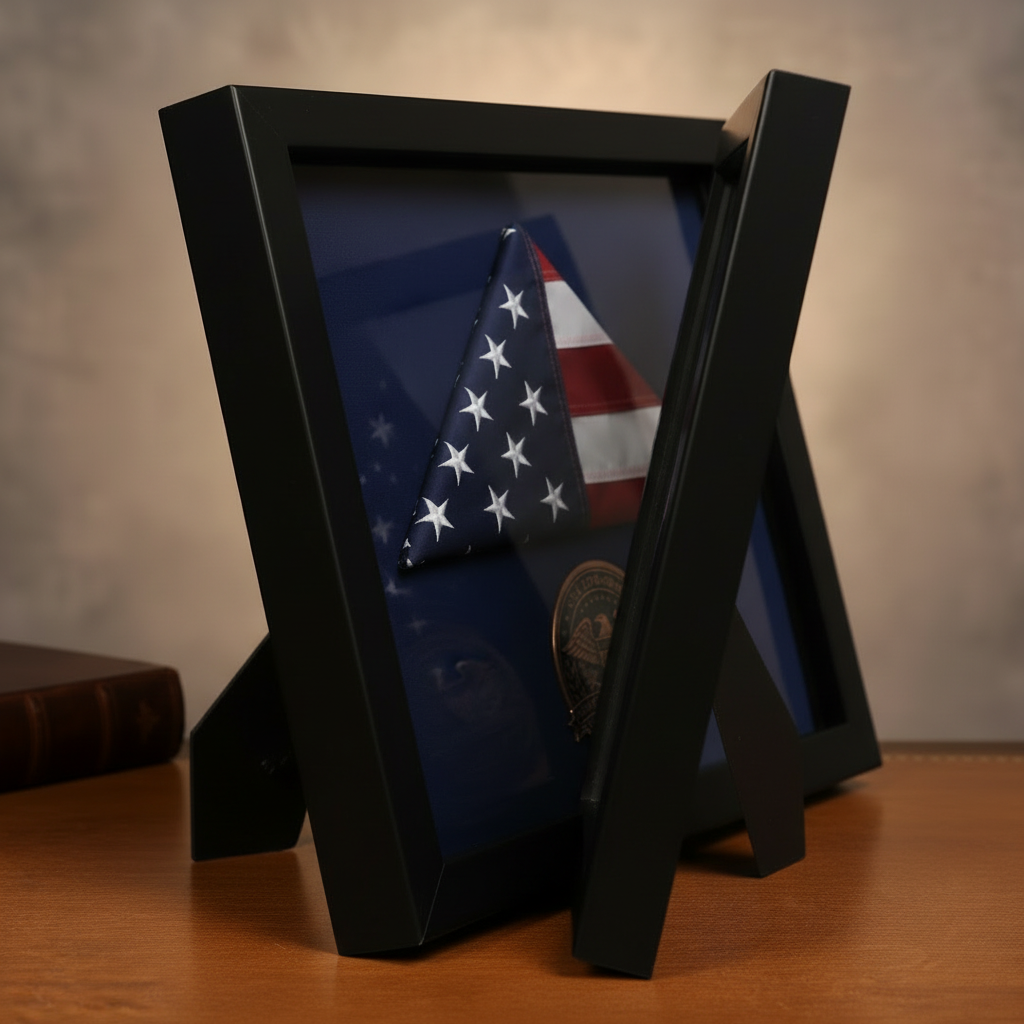 Modern Black American Flag 250th Anniversary Photo Frame - side angle view