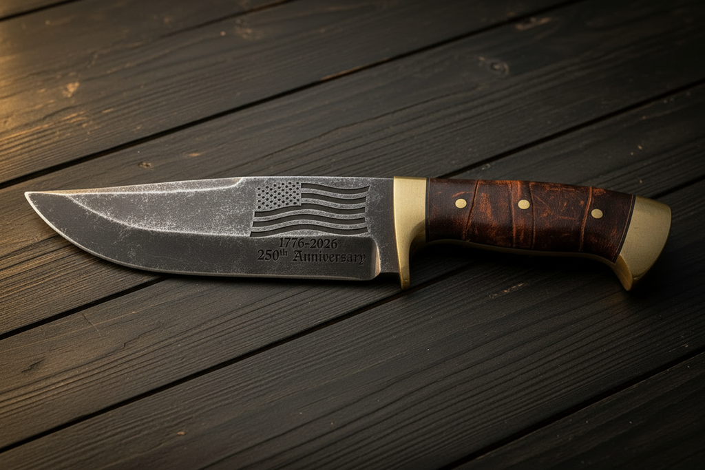 Rustic/Vintage 250th Anniversary Bowie Knife - side angle view