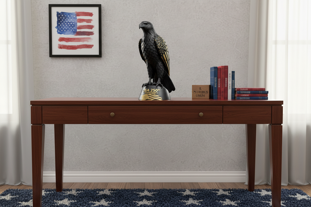 Modern Black American Eagle 250th Anniversary Sculpture - lifestyle setting