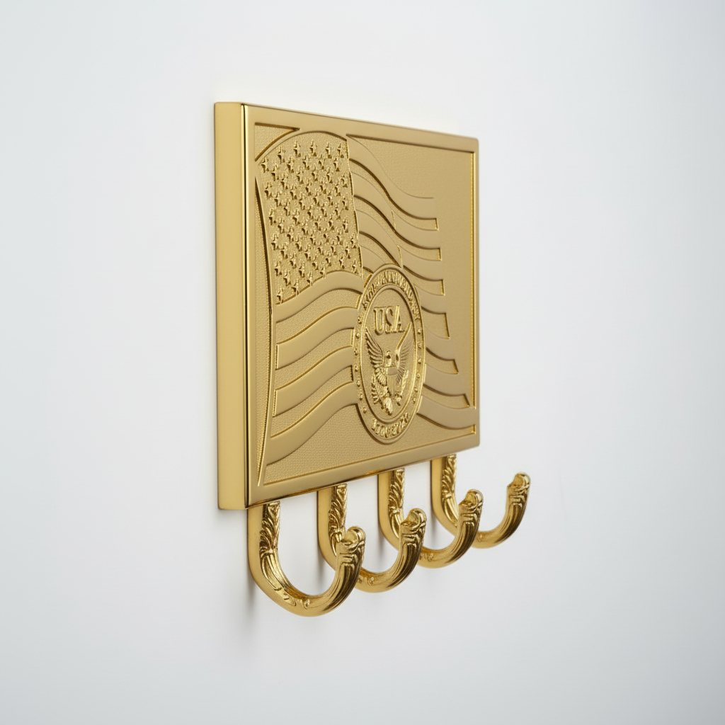 Gold American Eagle 250th Anniversary Car Key Holder - side angle