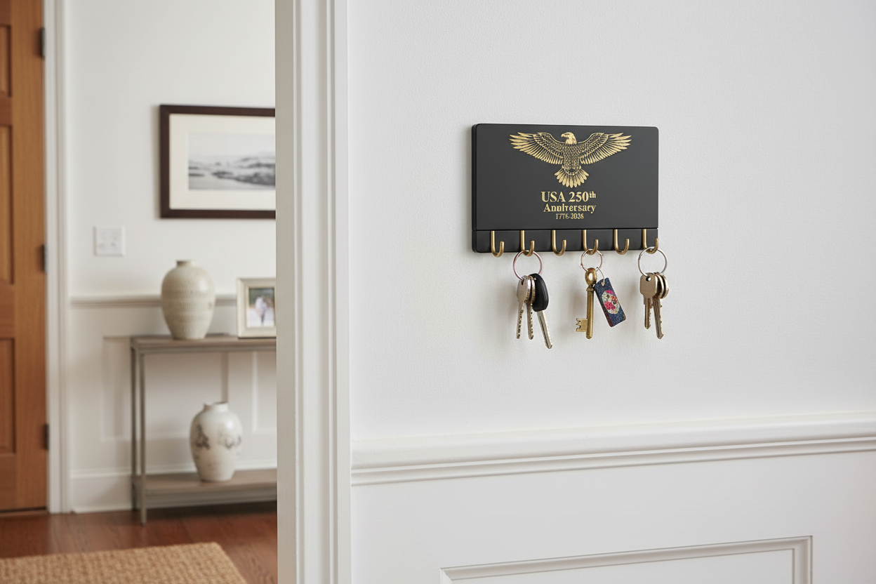 Modern Black American Eagle 250th Anniversary Car Key Holder - lifestyle entryway