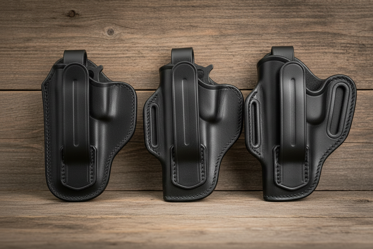 Classic American 250th Anniversary Gun Holsters - black leather back angle