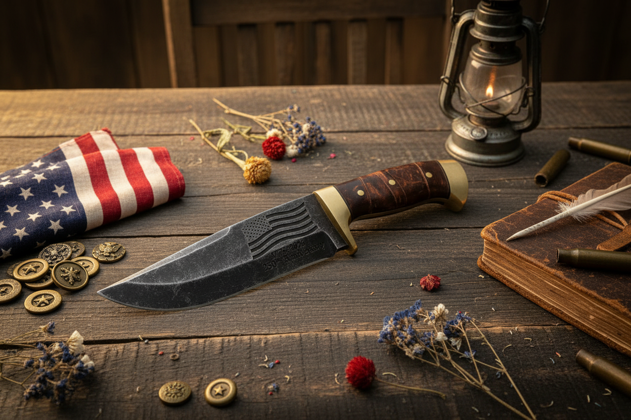 Rustic/Vintage 250th Anniversary Bowie Knife - lifestyle setting