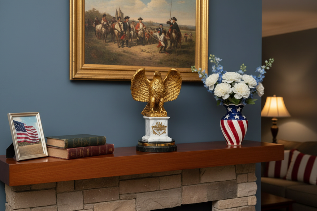 Gold American Eagle 250th Anniversary Sculpture - lifestyle home setting
