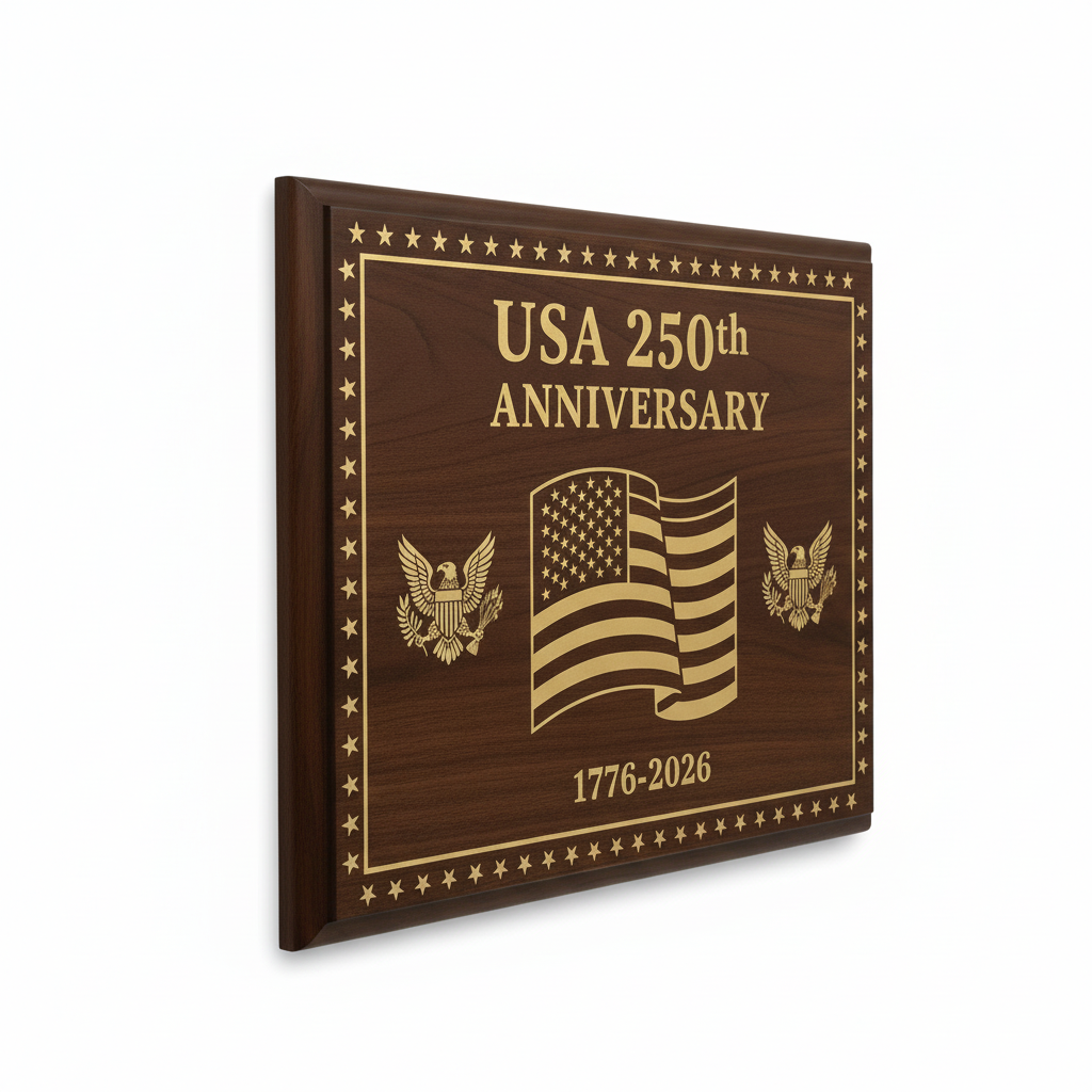 USA 250th Anniversary Commemorative Wall Plaque - side angle