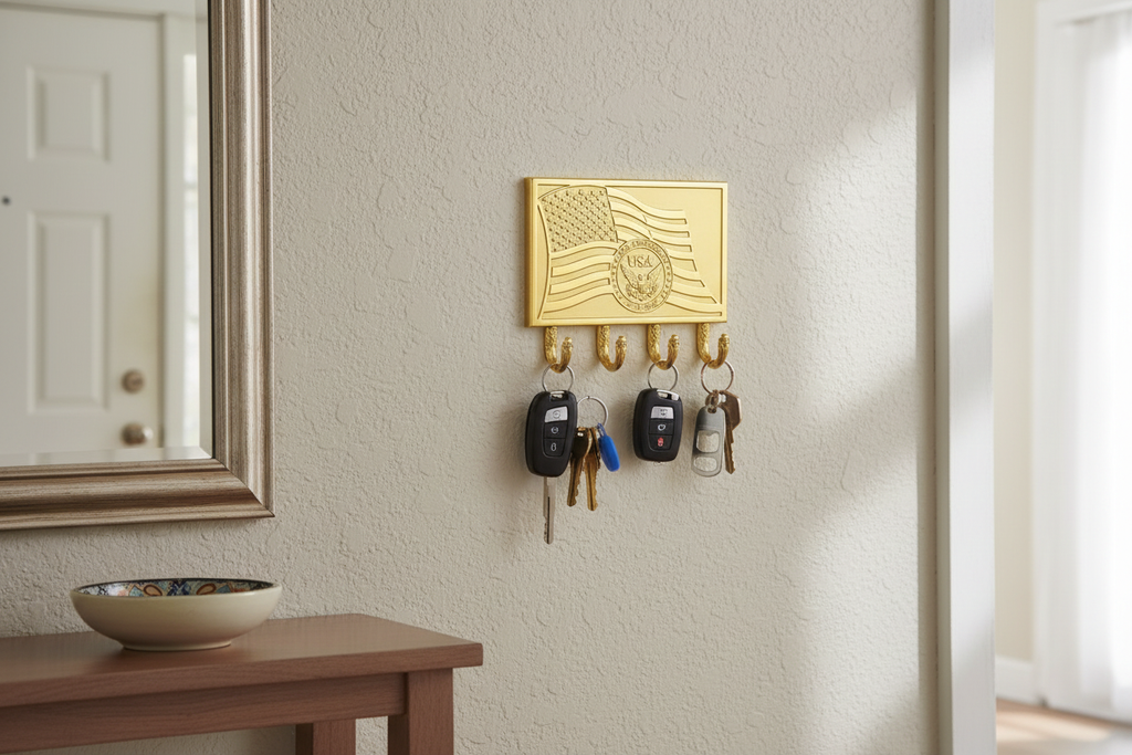 Gold American Eagle 250th Anniversary Car Key Holder - lifestyle entryway