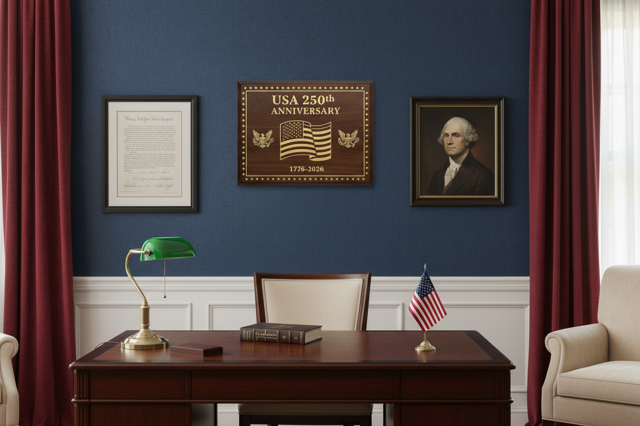 USA 250th Anniversary Commemorative Wall Plaque - lifestyle wall setting